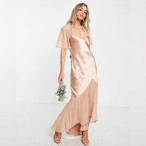 Topshop Mixed Fabric Maxi
